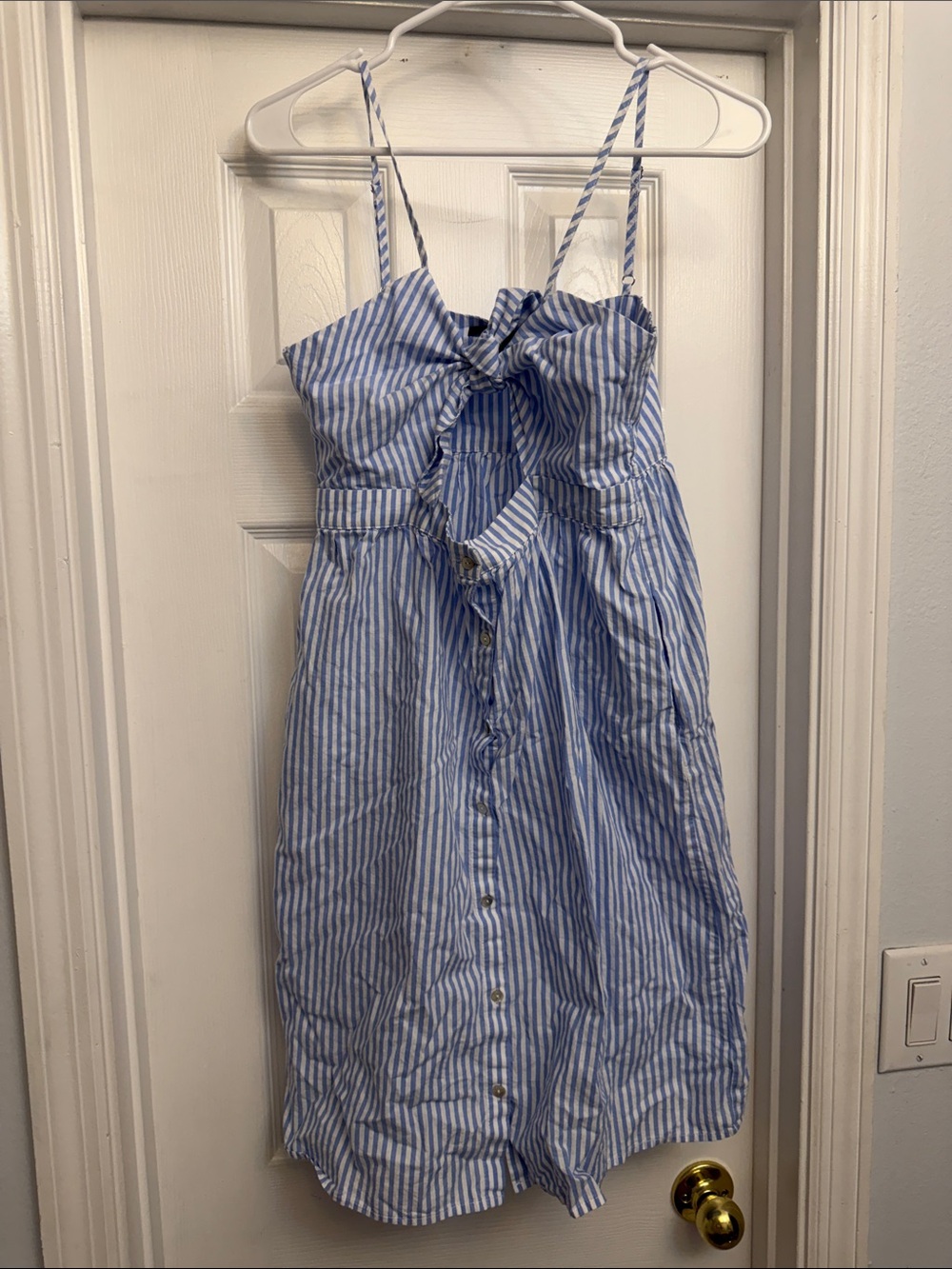 Forever 21 Blue and White Striped Button-Down Top
